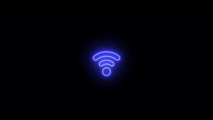 Glowing animated WiFi symbol futuristic neon lines representing modern wireless internet networks digital communication technology icons - Powered by Adobe