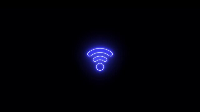 Glowing animated WiFi symbol futuristic neon lines representing modern wireless internet networks digital communication technology icons