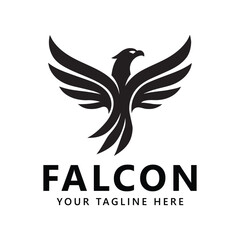 Black Falcon Logo Design with Bold Typography