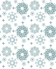 Seamless circle pattern with abstract swirls, hearts, stylized flowers for textiles, websites, presentations, postcards, greetings.