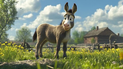Donkey framed with nature and sunshine high resolution picture