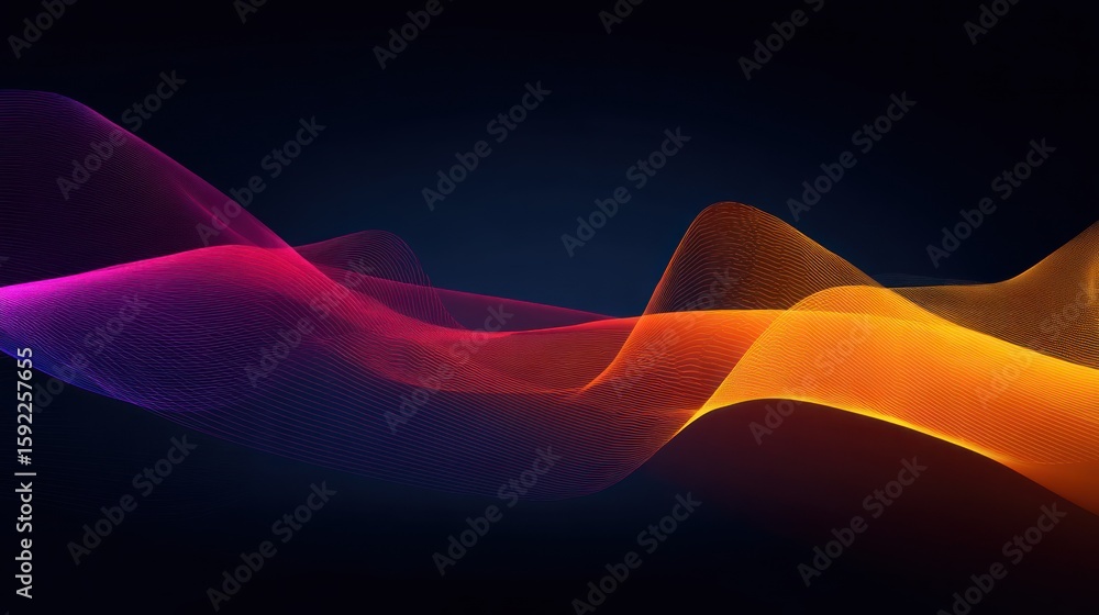 Poster abstract flowing lines of vibrant color on a dark background