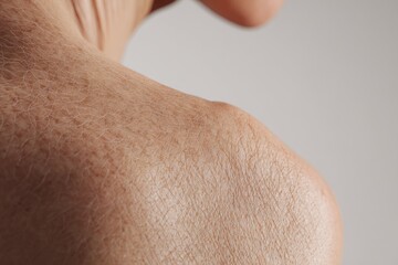 Fototapeta premium Close-up of a person's shoulder and upper back