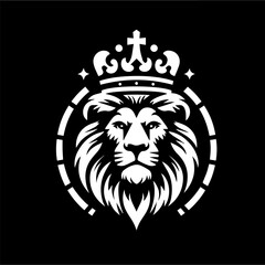 lion king logo vector wearing crown