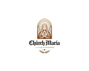 Lady Virgin Mary Mother of Jesus, Holy Mary church logo template for religious