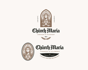 Lady Virgin Mary Mother of Jesus, Holy Mary church logo template for religious