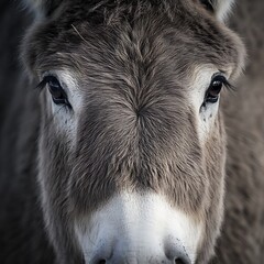 Donkey headshot with visible texture and emotion high resolution picture