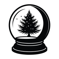 Christmas Snow Globe with Tree Festive Winter Holiday Decoration