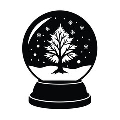 Snow Globe with Winter Tree Festive Holiday Decoration