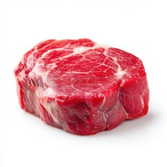 Fototapeta premium Fresh Raw Chuck Eye Roll Steak Isolated on White Background, Marbled Beef Ready for Cooking, Premium Quality Meat for Gourmet Food Preparation