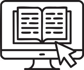 Online Learning Icon Showing Open Book On Computer Screen Representing Digital Education E Learning Study Reading And Knowledge Sharing

