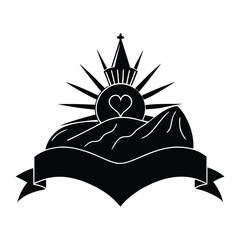 Church on Hilltop Sunrise Heart Symbol Faith Hope Love