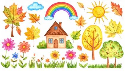 Watercolor autumnal elements (2)