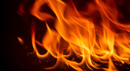 Fototapeta premium Fiery dance of intense orange flames