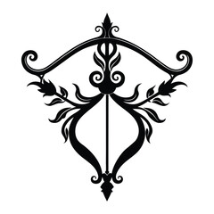 Elegant Floral Bow and Arrow Design Vector Graphic