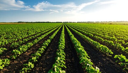 Obraz premium Wide shot of a soybean field