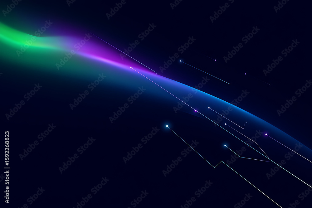 Poster a clean and minimal abstract design featuring glowing lines and a gradient background, representing 