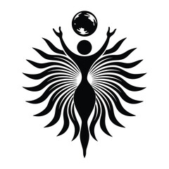 Abstract Sun Goddess Art Print Celestial Woman