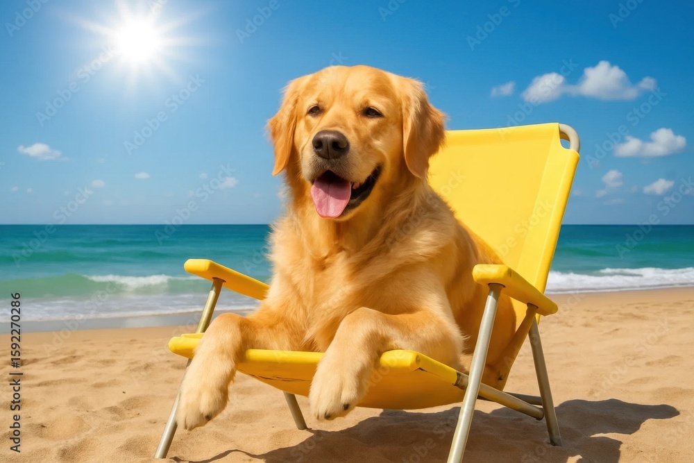 Poster a golden retriever enjoys a lazy summer day