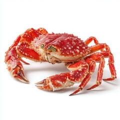 Freshly Cooked Red King Crab Isolated on White Background, Delicious Seafood Delicacy, Perfect for Gourmet Cuisine and Culinary Creations