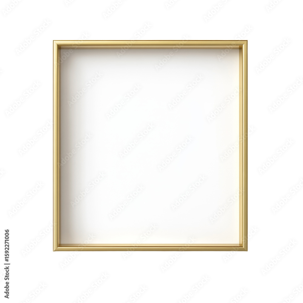 Poster minimalist gold frame with empty white space for creative display or art showcase