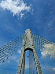 The end of a sturdy bridge support pillar