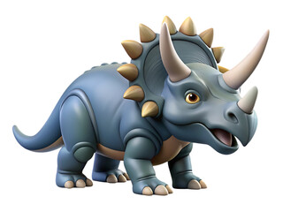 Fototapeta premium Cute cartoon triceratops dinosaur with horns and frill isolated on transparent background
