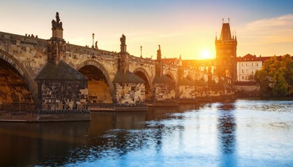 Prague Charles Bridge at sunset (1)
