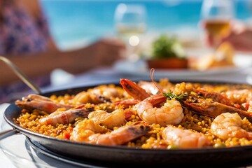 Close up of paella outdoors 