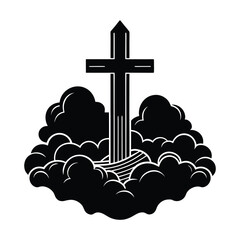 Cross in Clouds Heavenly Symbol Faith Hope Belief