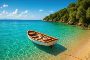 A Quiet Boat Awaits Its Next Adventure on a Turquoise Paradise