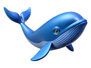Obraz premium Cute cartoon blue whale swimming gracefully isolated on transparent background