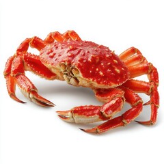 Red King Crab Isolated on White Background, Delicious Seafood, Freshly Cooked, Ready to Eat, Culinary Delicacy, Gourmet Food, Close-up Studio Shot