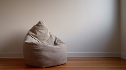 Beige Bean Bag Chair in Minimalist Room