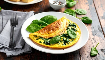 Savory spinach omelet on a plate
