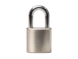 Fototapeta premium Brushed Metal Padlock With Silver Shackle Against Black security, Isolated, Transparent Png