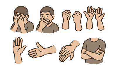 Fototapeta premium Cartoon illustrations of male expressive gestures and poses
