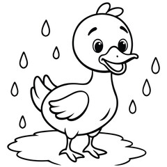 Duck different style kids coloring page