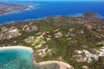 Aerial view over Sakatia Island – a tropical island in Madagascar