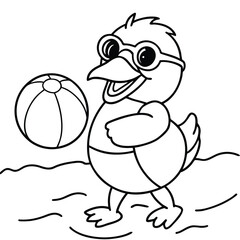 Duck different style kids coloring page