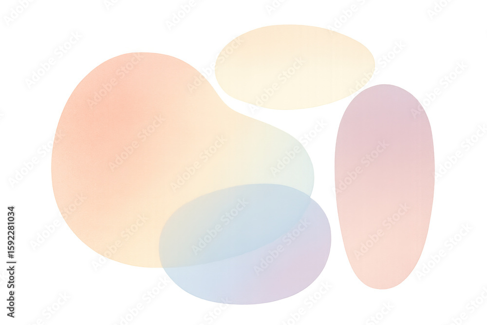 Poster modern abstract background with colorful pastel gradient transparent organic shapes on a transparent