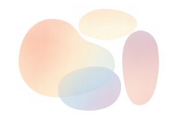 Modern abstract background with colorful pastel gradient transparent organic shapes on a transparent background