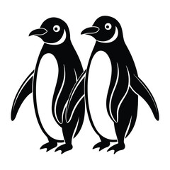 Two Adorable Penguins Side by Side Cute Animal Illustration