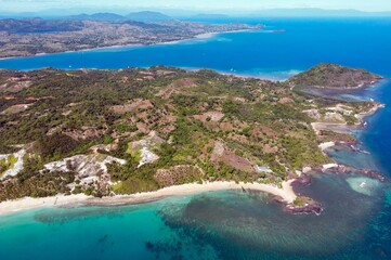 Aerial view over Sakatia Island – a tropical island in Madagascar