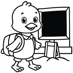 Duck different style kids coloring page