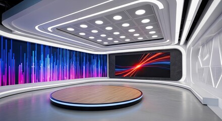 Television studio, virtual studio set. ideal for green screen compositing.