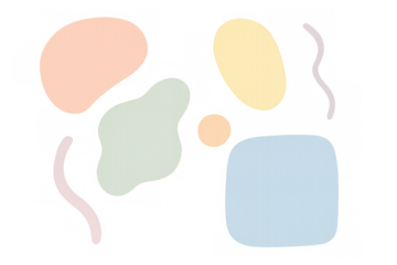 Pastel abstract shapes creating minimalist graphic design composition with clean, contemporary aesthetic on transparent backdrop