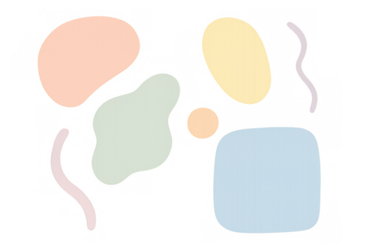 Pastel abstract shapes creating minimalist graphic design composition with clean, contemporary aesthetic on transparent backdrop