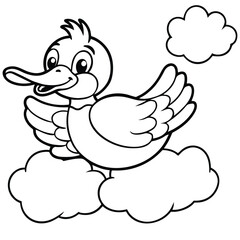 Duck different style kids coloring page