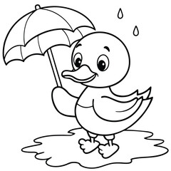 Duck different style kids coloring page